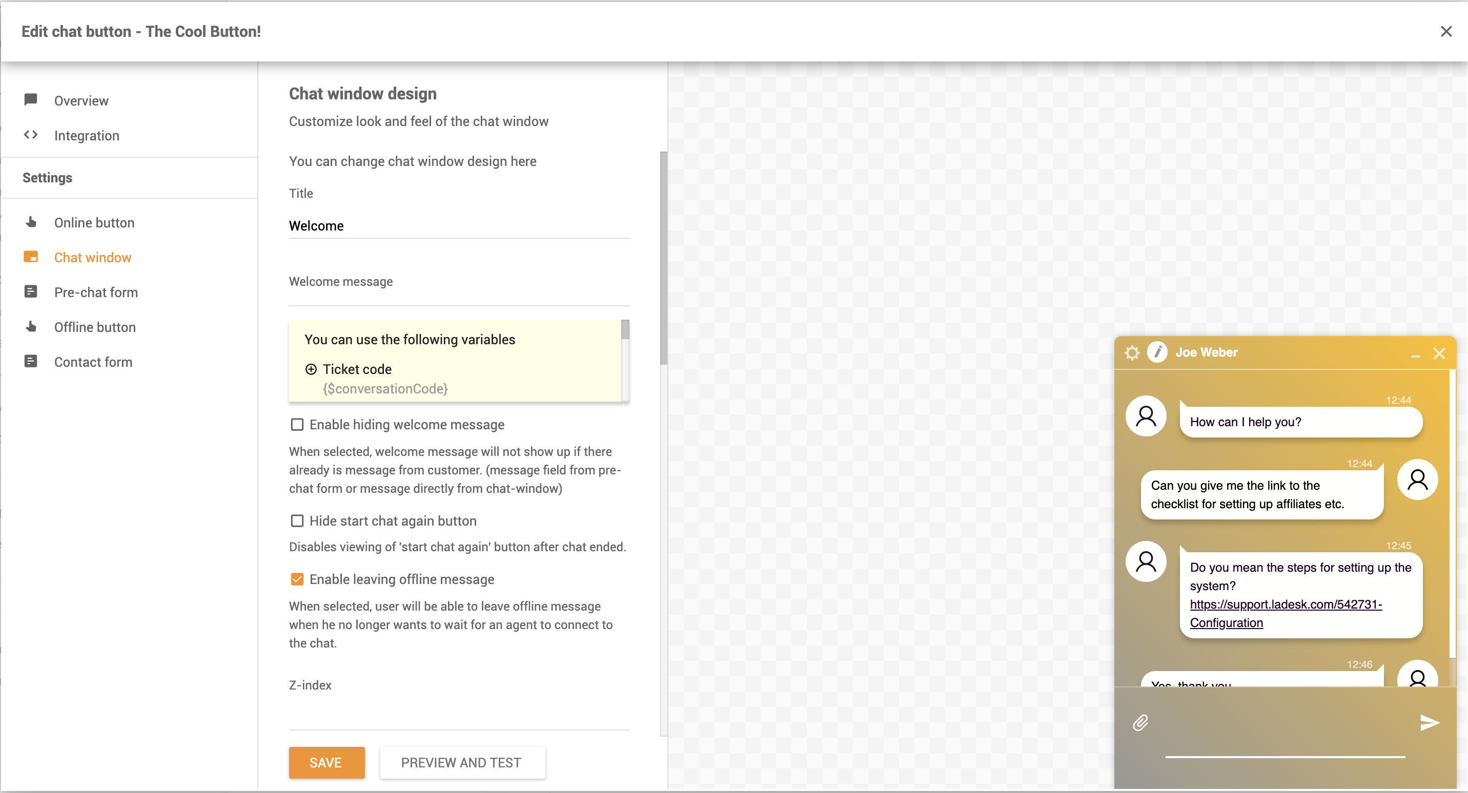 customize chat window