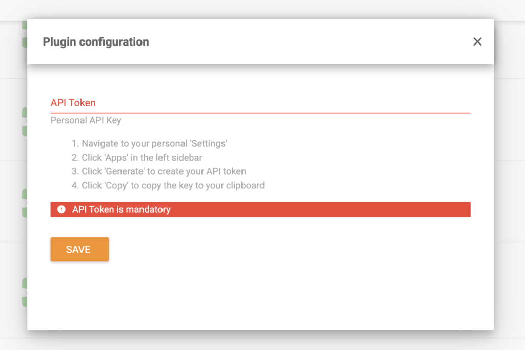 Настройка расширения ClickUp с полем для ввода ключа API