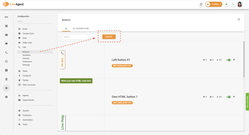 создание кнопки звонка в LiveAgent