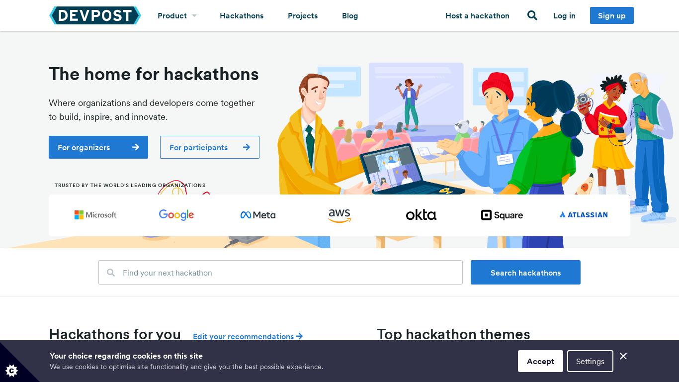 The article discusses various hackathons taking place in different locations, with different prizes and numbers of participants. The mentioned hackathons are X-thon 2, Hackaburg 2023, Supernova Hackathon, and TechTogether New York 2023. The article also mentions the website Devpost, which provides information about hackathons and allows users to explore projects and host their own hackathons. Finally, the article mentions the use of cookies on the website and offers users the option to accept or decline them.