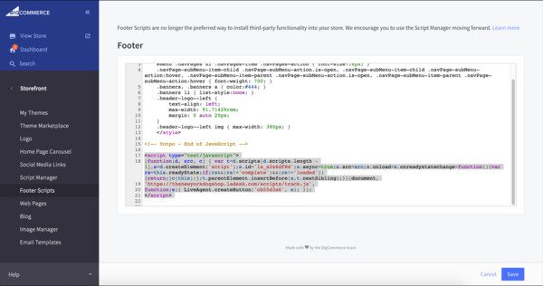 Интеграция Bigcommerce с LiveAgent