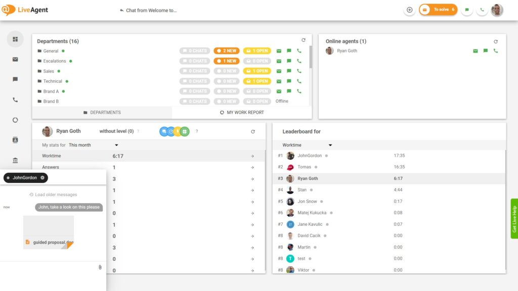 Internal workplace chat LiveAgent