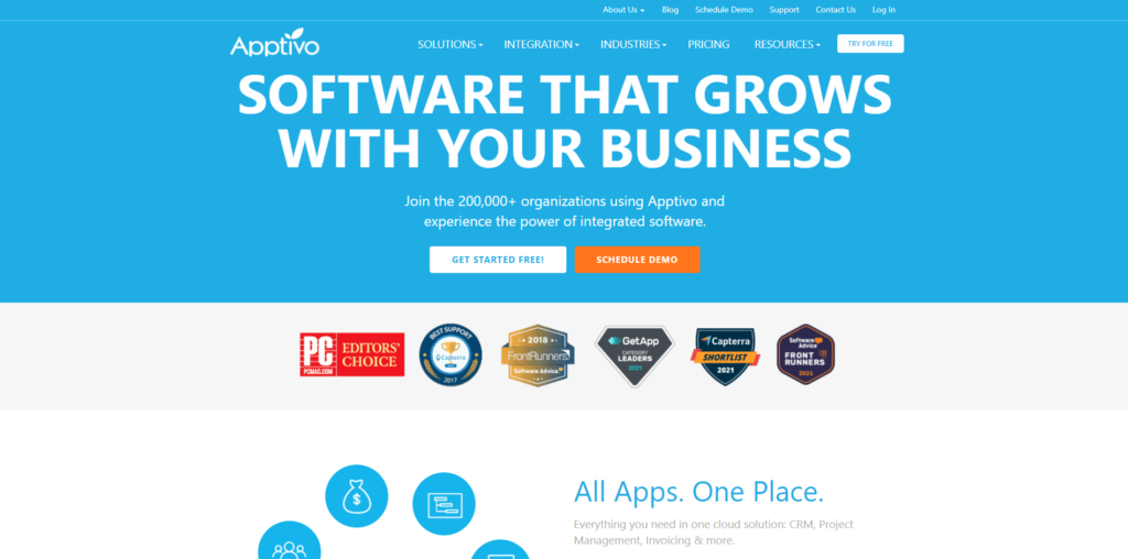 Главная страница Apptivo