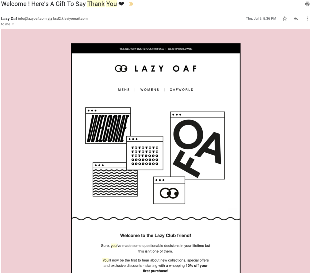 шаблон письма с благодарностью клиенту от lazy oaf