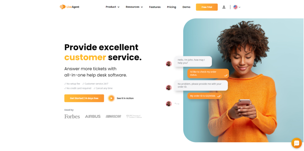Главная страница LiveAgent