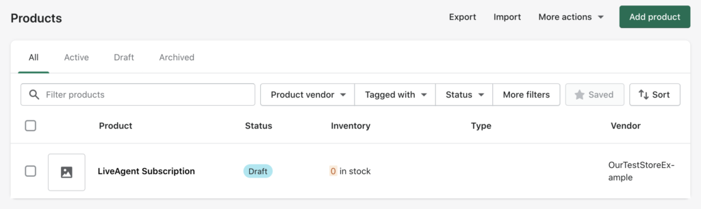 Раздел товаров в Shopify