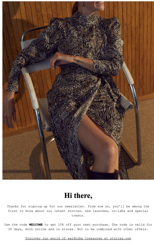 Письмо с подтверждением подписки на новостную рассылку от &Other Stories