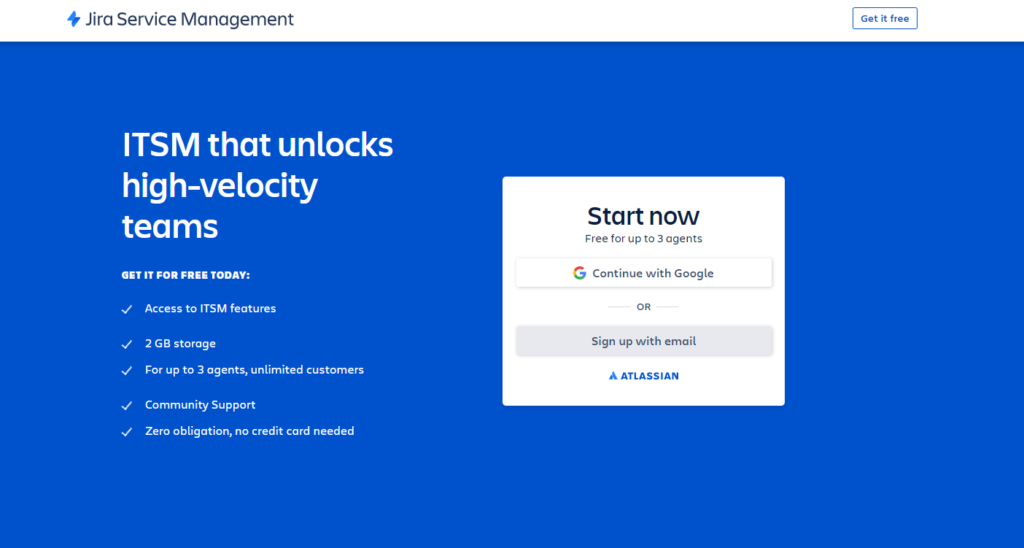 Главная страница системы JIRA Service Management