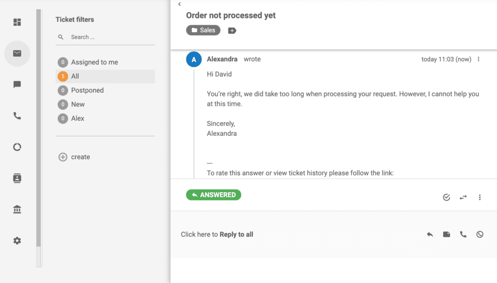 LiveAgent - ticket answered