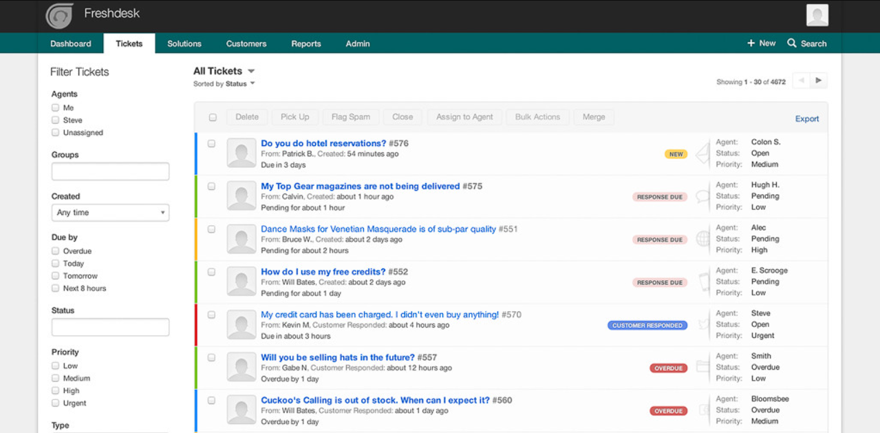 Работа с тикетами в системе Freshdesk