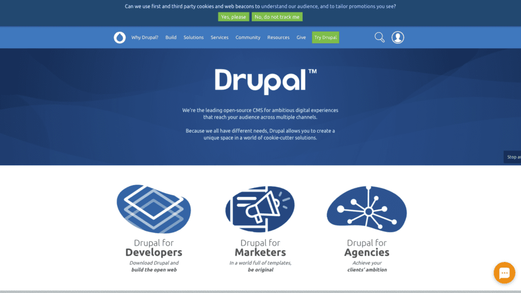 Кнопка онлайн чата LiveAgent на главной странице сайта Drupal